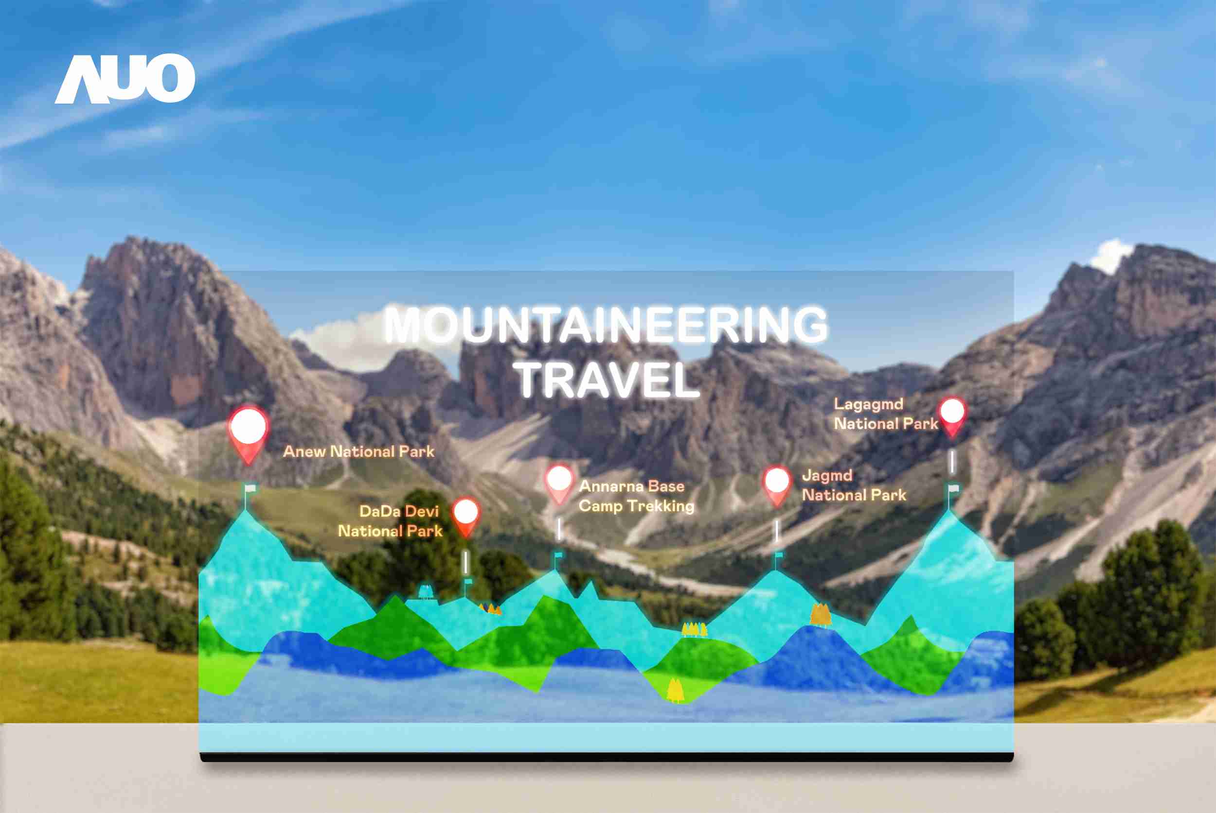 人生就是博展示全球单片尺寸最大(*)42吋透明Micro LED显示器拼接而成的〝64吋透明Micro LED显示器〞，，具备高透明度、、、、1,000 nits高亮度、、、广色域、、、采用三边无边框的无缝拼接等多重特色，，，呈现超高清、、、细腻画质而不遮挡后方视觉，，满足层峰需求，，可广泛运用于零售、、艺术展览或商业空间等场域